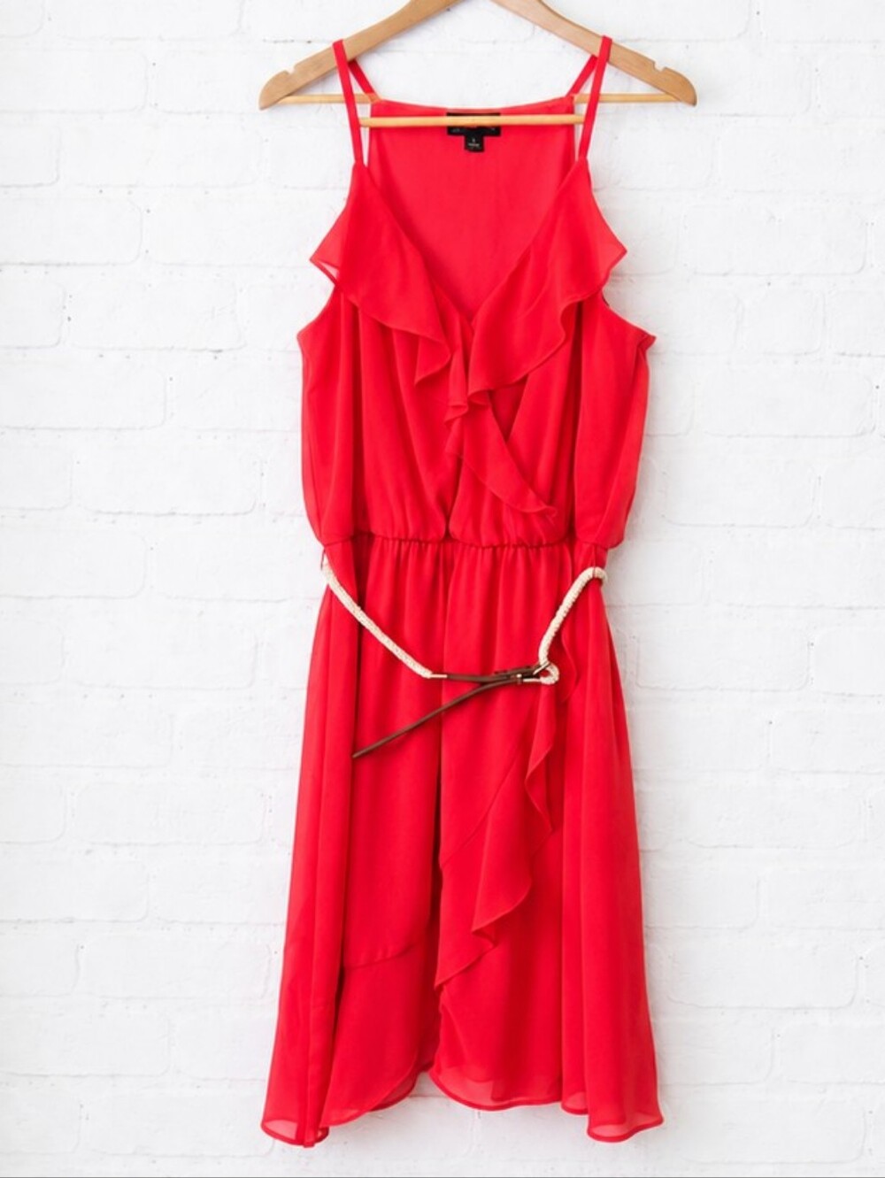 Iz Byer Vibrant Coral Asymmetrical Dress Size L